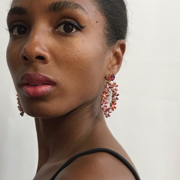 Flower Gold-Tone Drop Earrings - Picture 9 of 14